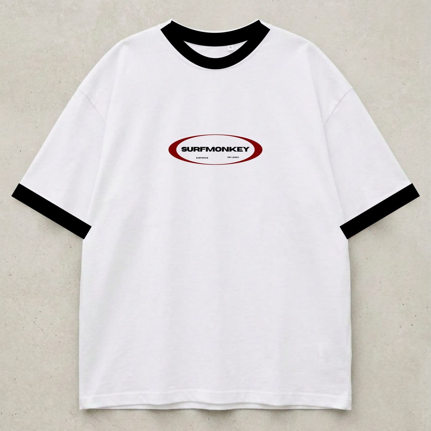 Orbit Crop in white with black ringer trim, front view